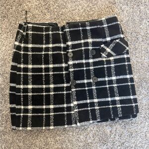 Plaid Black and White Women's Skirt